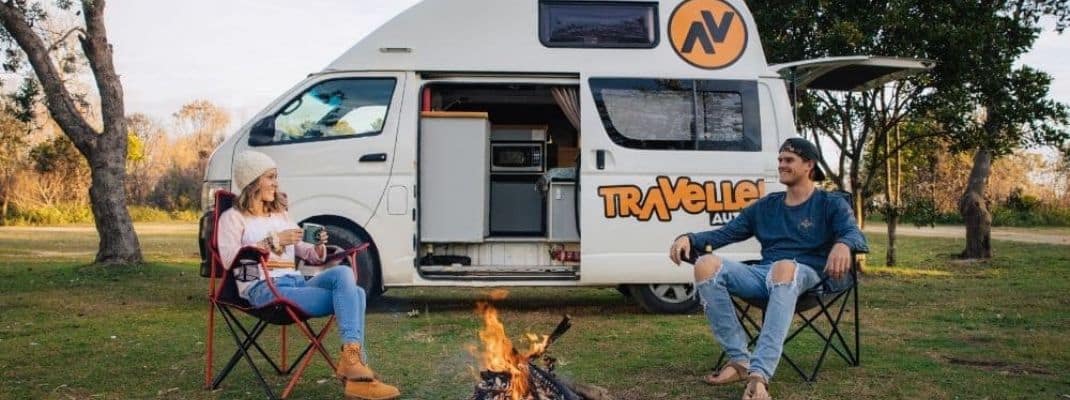 campervan with bonfire