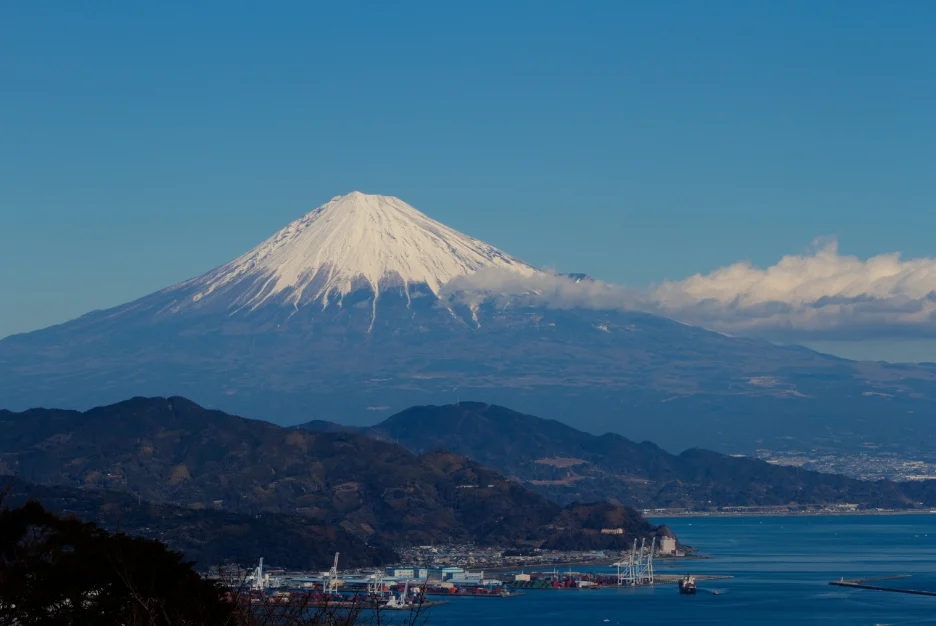 Mt. Fuji with Snow Capped Peak and Suruga Bay View from Shizuoka| Iconic Japan